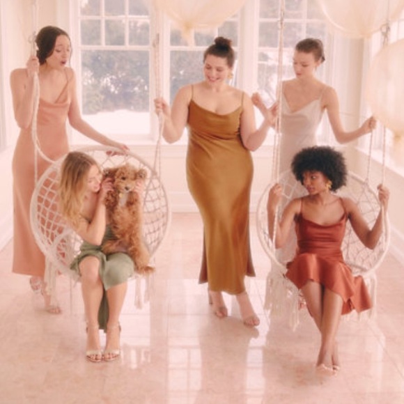 NWOT BHLDN Champagne Cali Satin Charmeuse Midi Dress Z336-97 - Picture 3 of 4